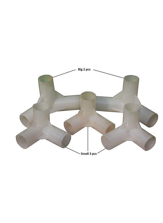 HomeCute HOMECUTE Spaire PVC Angular Socket for Homecute Hut Type Toys Play Tent House Only (White, Set of Small-3 Pcs and Big-2 Pieces, Total = 5 Pieces, 16 mm Pipe Socket) for Kid's Tent House  - Image 4