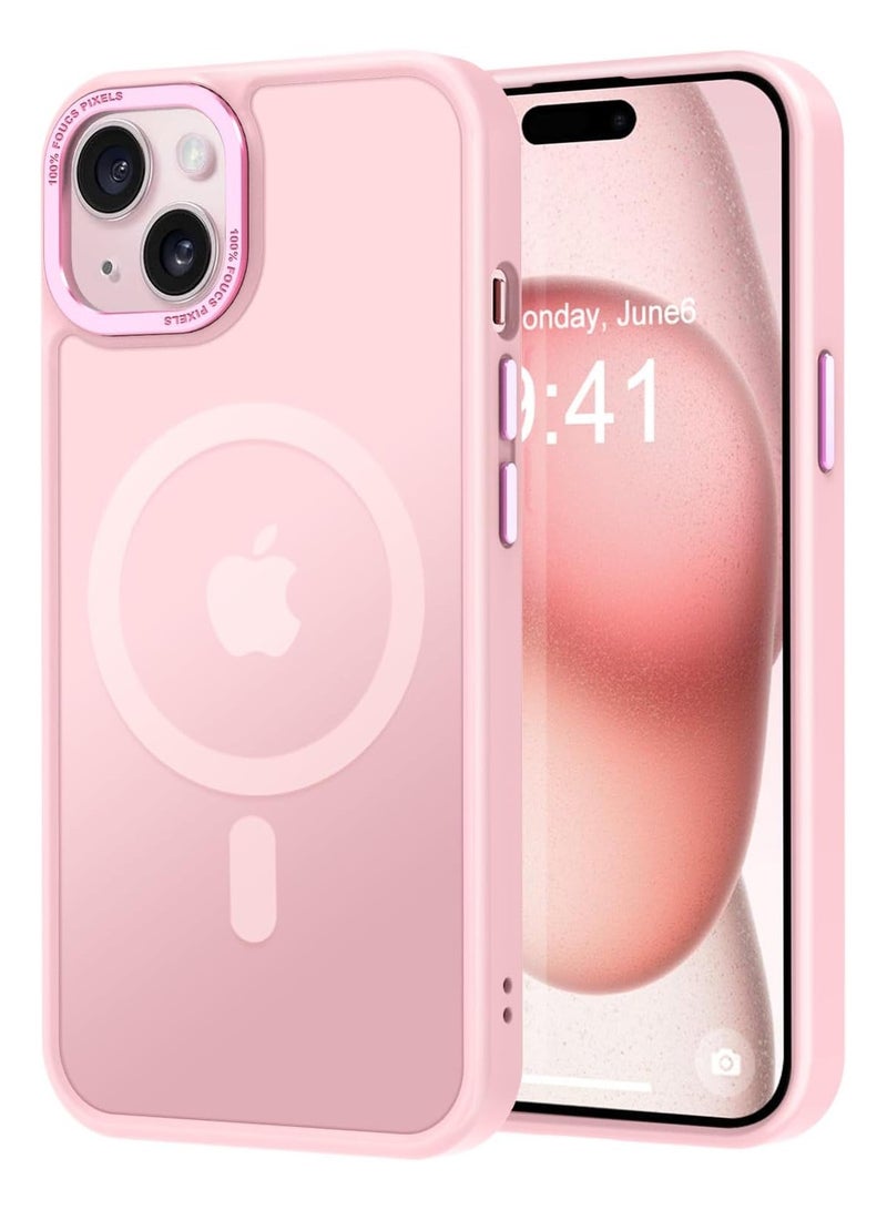 Magnetic Case for iPhone 13/14 6.1 Inch Case Translucent Matte Phone Case Slim Thin Shockproof Anti-Yellow Women Men Girls Boys Protective Cover (Pink) - Image 1
