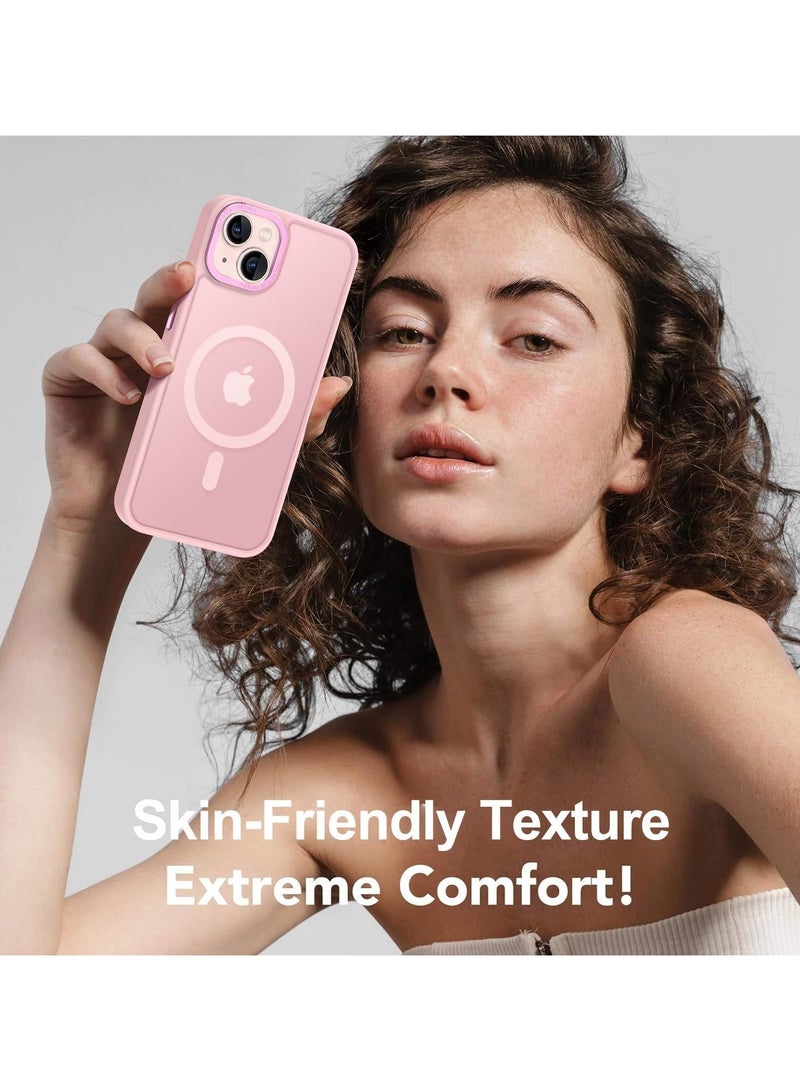 Magnetic Case for iPhone 13/14 6.1 Inch Case Translucent Matte Phone Case Slim Thin Shockproof Anti-Yellow Women Men Girls Boys Protective Cover (Pink) - Image 2