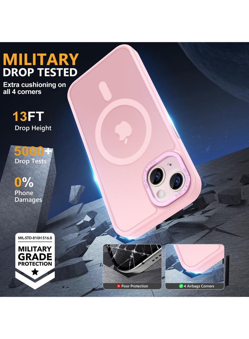 Magnetic Case for iPhone 13/14 6.1 Inch Case Translucent Matte Phone Case Slim Thin Shockproof Anti-Yellow Women Men Girls Boys Protective Cover (Pink) - Image 4