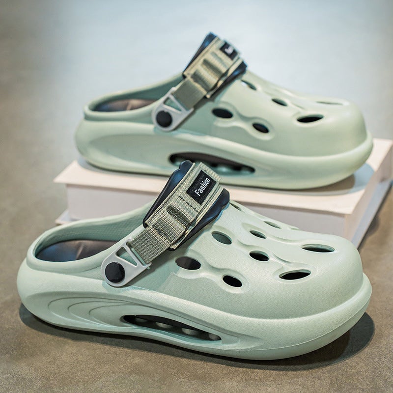 Croc Shoes Men'S Trendy Summer Outer Wear Thick-Soled Non-Slip Beach Sandals For Boys Large Size Toe-Cap Sports Slippers - Image 2
