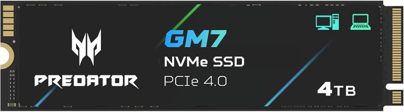 Predator GM7 4TB SSD, M.2 2280 PCIe Gen4 x4 NVMe 2.0, Up to 7400 MB/s, HMB+SLC, Internal PC Solid State Drive for Laptop, Desktop and PS5 - BL.9BWWR.120 - Image 1