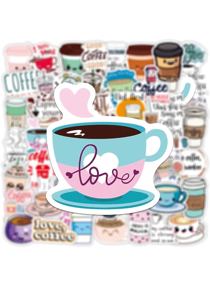 Peachjoy 50pcs Coffee Stickers Water Bottles Laptop Car Hydroflasks Phone Motorcycle Guitar Skateboard Computer Coffee Cup Vinyl Sticker Waterproof Cute Aesthetic Trendy Decals for Teens Boys Girls Adults - Image 3