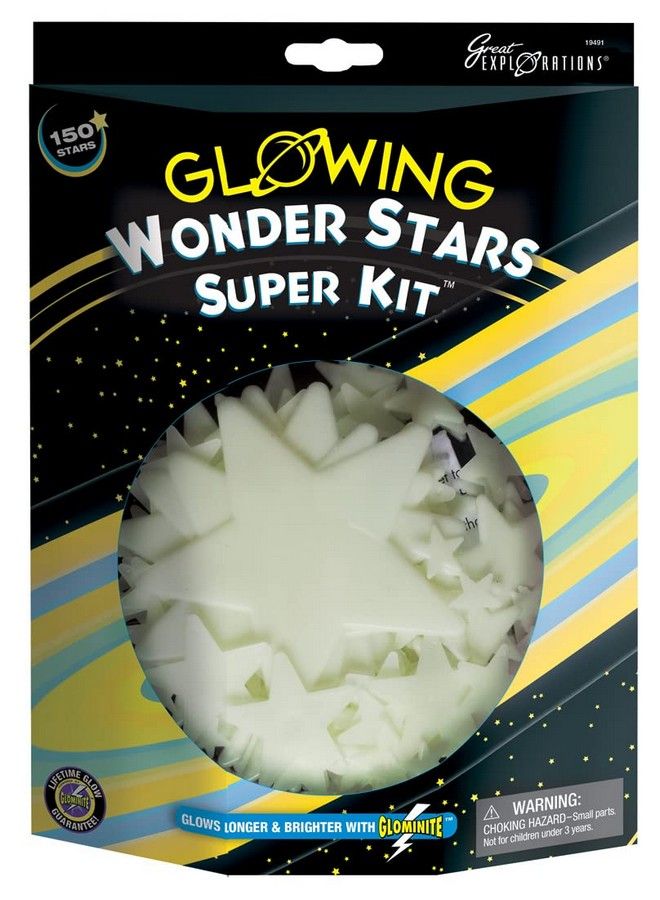 University Games Great Explorations ; Wonder Stars Super Kit Glow In The Dark Ceiling Stars 150Piece In 4 Sizes Reusable Adhesive Putty & Constellation Star Map Lifetime Glow Guarantee Green - Image 2