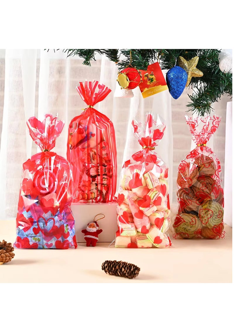 6 Mix Styles 120pcs/Pack Transparent Love Red Heart Cookie Treat Snack Sweet Opp Plastic Candy Bags For Valentine's Day Wedding Party - Image 2