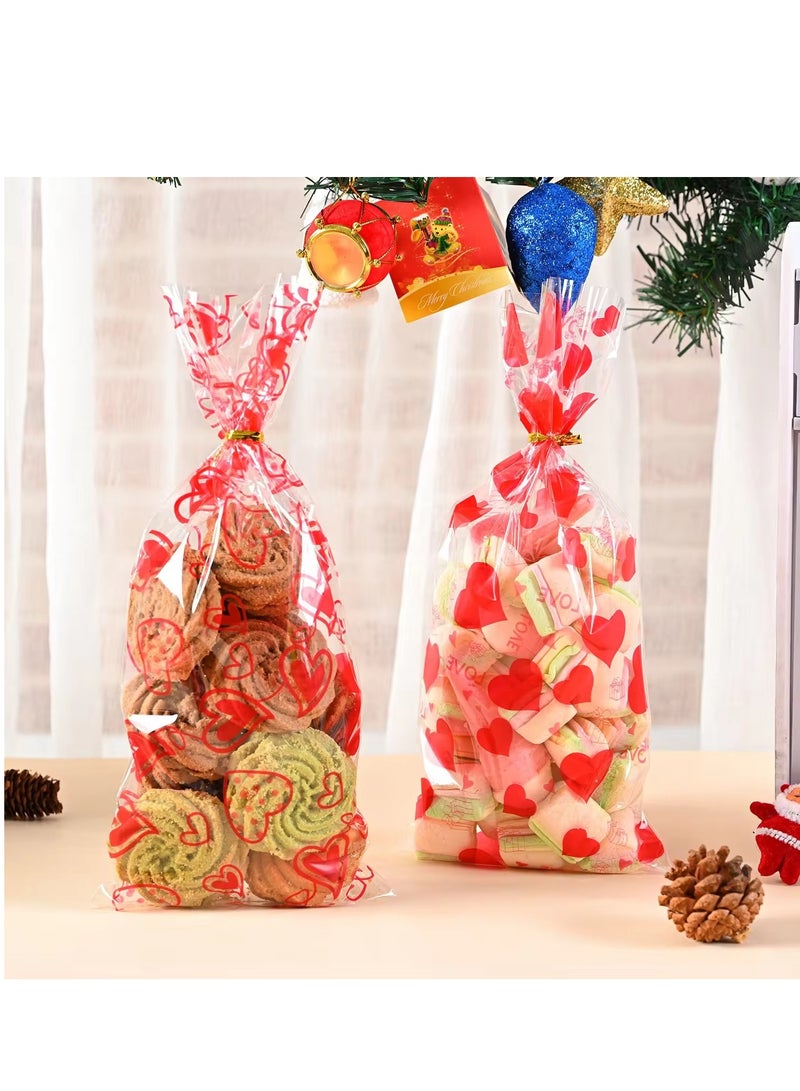 6 Mix Styles 120pcs/Pack Transparent Love Red Heart Cookie Treat Snack Sweet Opp Plastic Candy Bags For Valentine's Day Wedding Party - Image 3