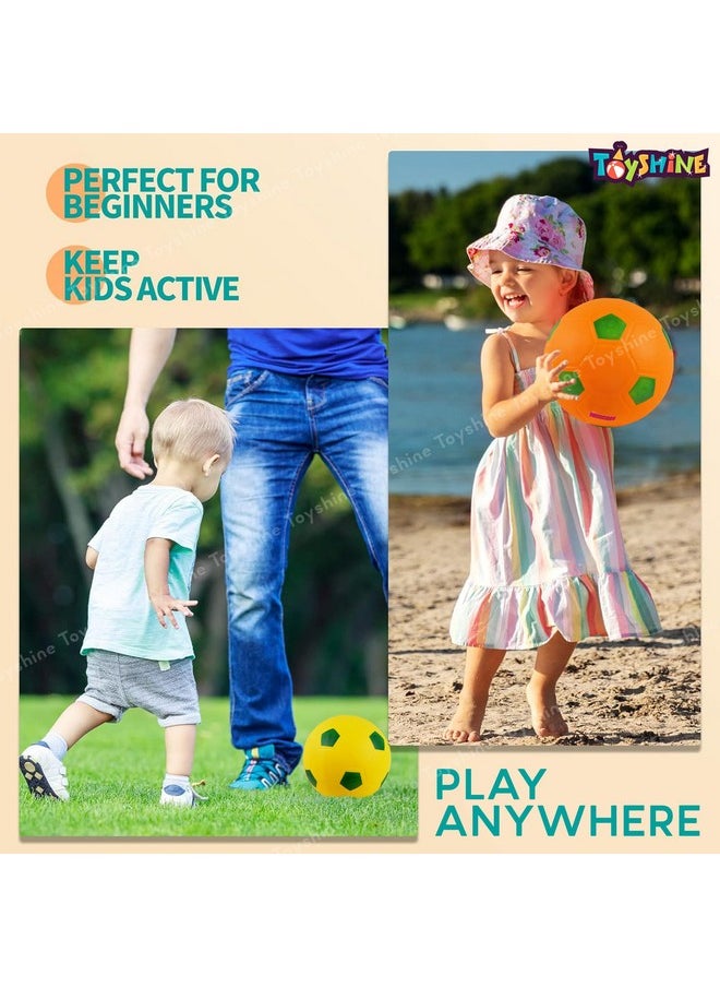 Toyshine - Toyshine Pack of 2 Inflatable 22cm Recreational PVC Ball Cum | Football | Playground/Pool/Garden/Outdoor & Indoor Sports Toy Play Activity Ball for Kids 2+ (Model B) - Image 1
