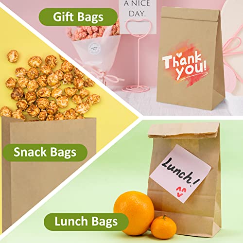 SHOPDAY 100 Pack Brown Kraft Paper Lunch Bags, 4lb Capacity, 5x2.95x9.45 Inches, Fold Top, Disposable, Brown - Image 4