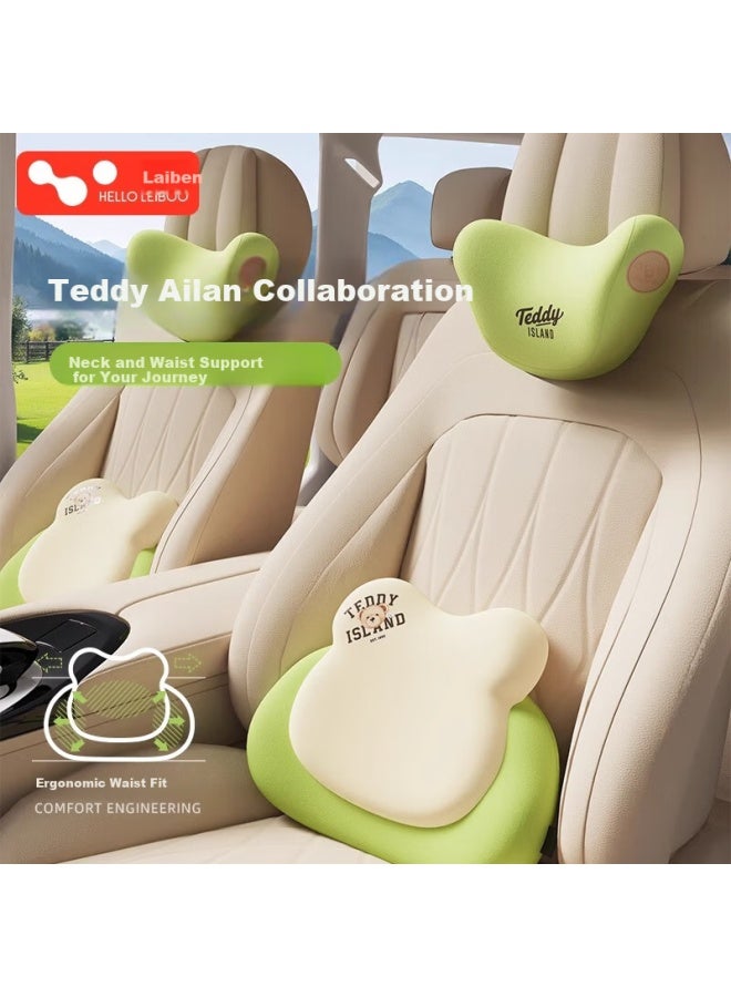 helloleiboo oleiboo X Teddy Island Collaboration Car Lumbar Support Cushion Neck Pillow Seat Backrest Pad - Image 1