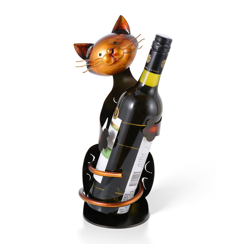 Tooarts Cat Shaped Wine Holder Wine Rack shelf Metal Sculpture Practical Home decoration Crafts - Image 1