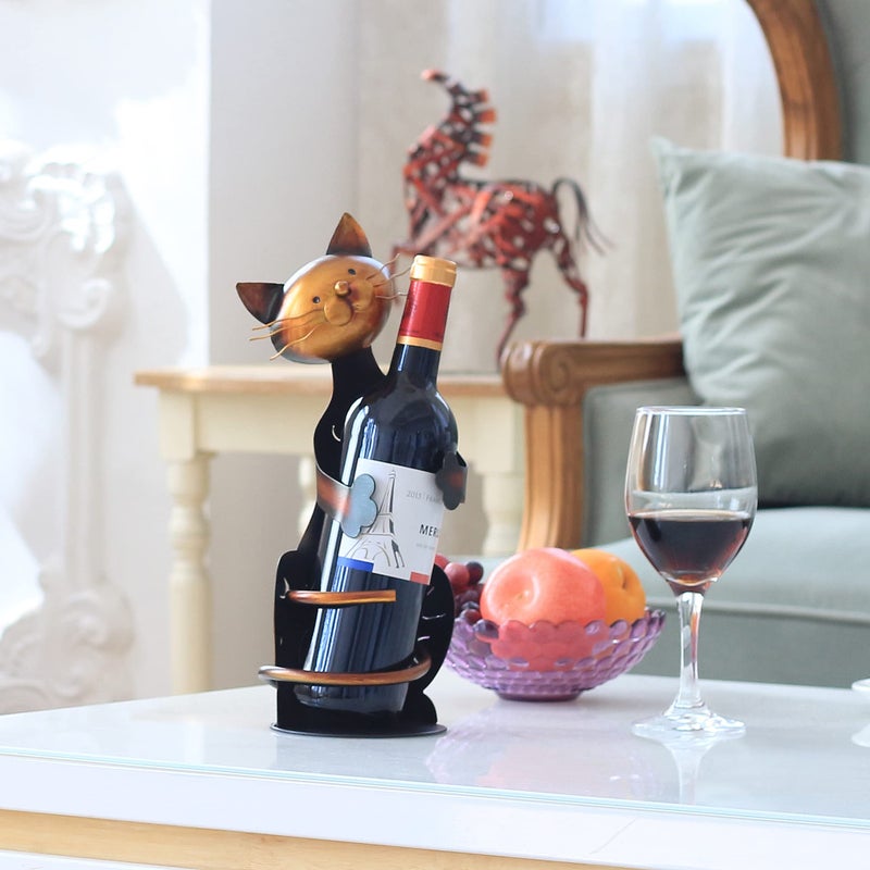 Tooarts Cat Shaped Wine Holder Wine Rack shelf Metal Sculpture Practical Home decoration Crafts - Image 4