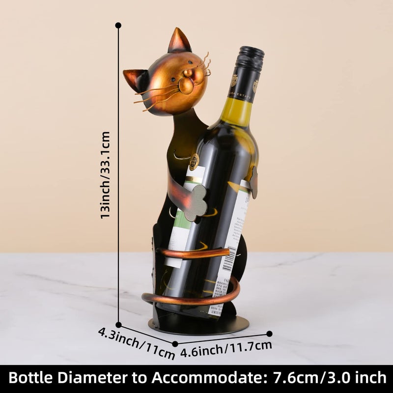 Tooarts Cat Shaped Wine Holder Wine Rack shelf Metal Sculpture Practical Home decoration Crafts - Image 2