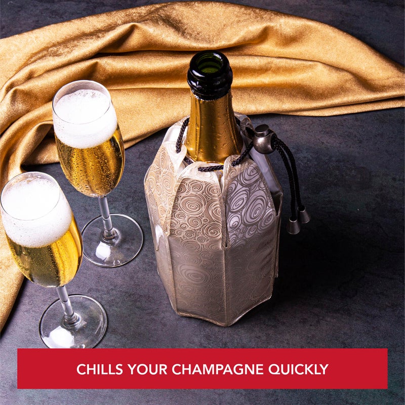 Vacu Vin Active Cooler Champagne Chiller - Reusable, Flexible Wine Bottle Cooler - Platinum, Gold - Champagne Cooler Sleeve For Standard Size Bottles - Insulated Champagne Bottle Chiller to Keep Cold - Image 3