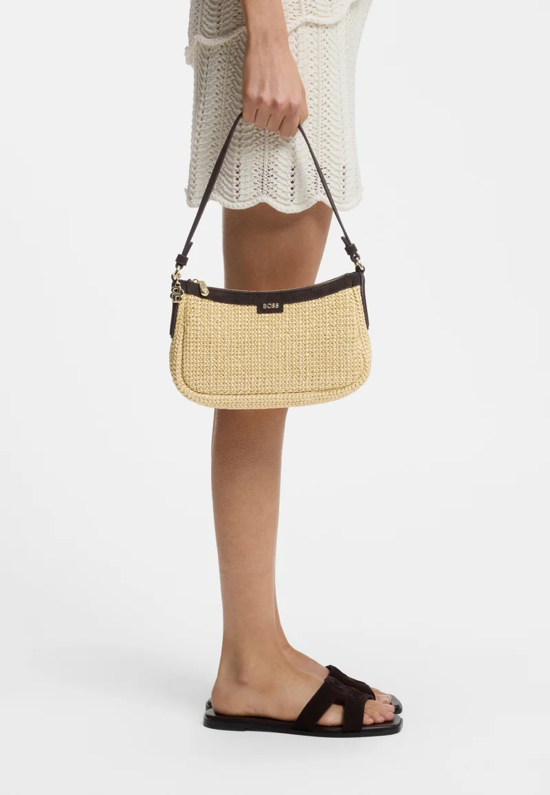 BOSS Natural Raffia shoulder bag with Double B monogram charm for Women | Best Price UAE