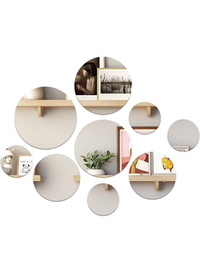 TPGP 9Pcs Wall Mirror Sticker Mirror Wall Stickers Acrylic Mirror Adhesive Round Wall Mirror - Image 1