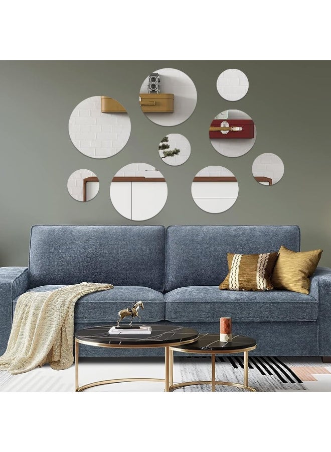TPGP 9Pcs Wall Mirror Sticker Mirror Wall Stickers Acrylic Mirror Adhesive Round Wall Mirror - Image 2