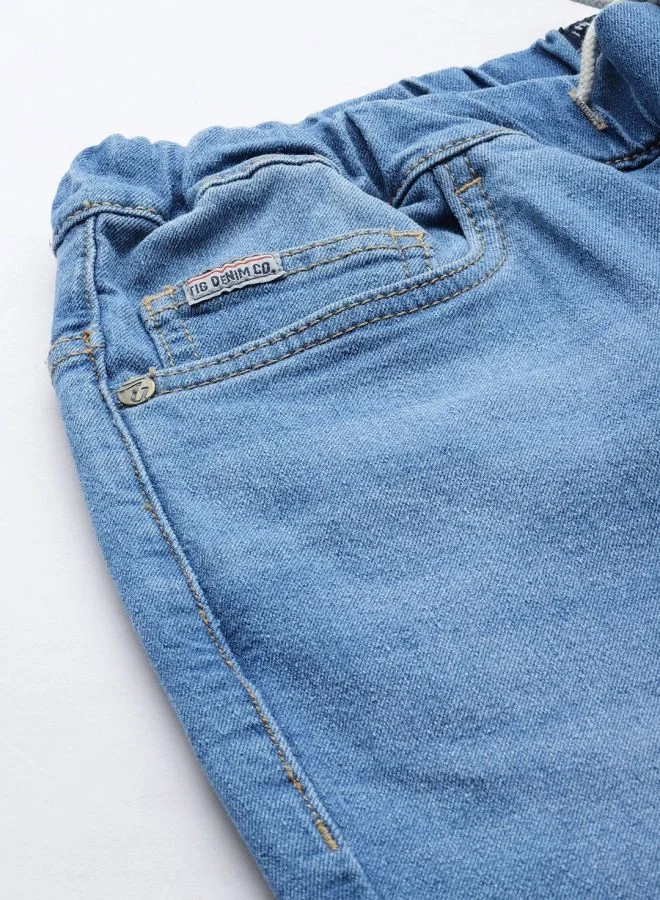 The Indian Garage Co Men Slim Fit Solid Mid-Rise Stretchable Denim Joggers