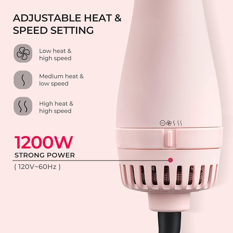 TYMO Hair Dryer Brush Blow Dryer Brush in One, 4 in 1 Ionic Hairdryer and Styler Volumizer with Oval Titanium Barrel, Hot Air Straightener for Smooth Frizz-Free Blowout, Pink - Image 3