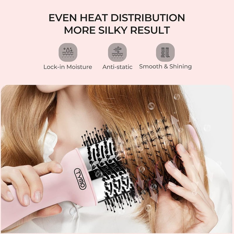 TYMO Hair Dryer Brush Blow Dryer Brush in One, 4 in 1 Ionic Hairdryer and Styler Volumizer with Oval Titanium Barrel, Hot Air Straightener for Smooth Frizz-Free Blowout, Pink - Image 4