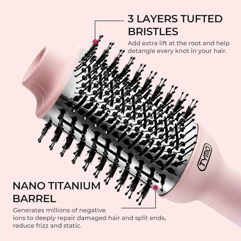 TYMO Hair Dryer Brush Blow Dryer Brush in One, 4 in 1 Ionic Hairdryer and Styler Volumizer with Oval Titanium Barrel, Hot Air Straightener for Smooth Frizz-Free Blowout, Pink - Image 5