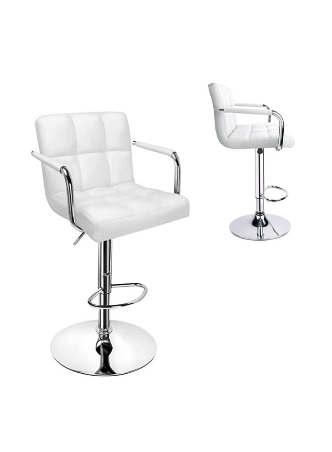 ميبل لديكور المنزل Asara Modern PU Leather Adjustable Swivel Bar Stools with Armrest, Counter Height Chairs for Kitchen Island, Home, Office, Salon, and Bistro – Chrome Base, Durable & Stylish(White)  - Image 1