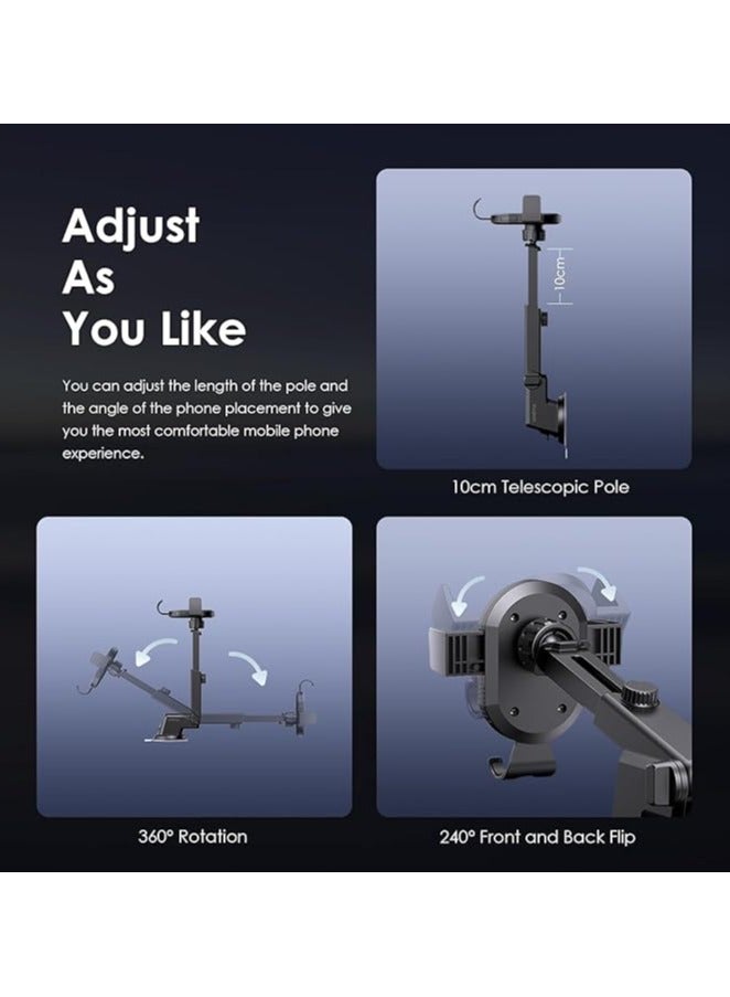 بيتا حامل هاتف السيارة من PEETTA، حامل هاتف عالمي مستقر بذراع طويل، شاحن متنقل، رأس مغناطيسي قابل للتعديل بزاوية 360°، متوافق مع الهواتف بمختلف الأحجام. - Image 3