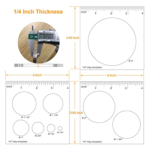 inBovoga 3 Pcs Router Templates for Woodworking, 4 * 3.92 Inch Circle Jig Router Template Jig Kit, Circle Inlay Template Decorative - Image 3