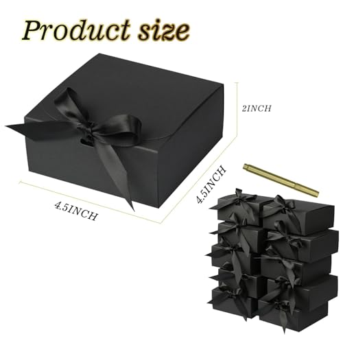 WLUSEAXI 10 Pack Small Gift BoxesBlack Square Gift Box with Metal Pen for WeddingBirthday Baby Shower Candy Cookies 45X45X2 Inch - Image 3