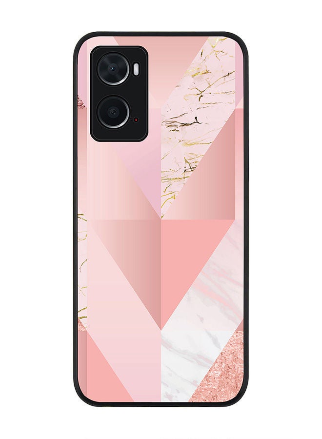 Stylizedd Rugged Black edge case for Oppo A96 4G/A36/A76 Slim fit Soft Case Flexible Rubber Edges Anti Drop TPU Gel Thin Cover - Marble Pink Vintage - Image 1