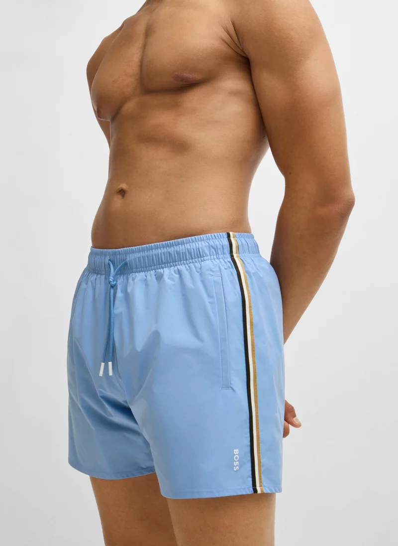 BOSS Fully lined swim shorts with signature stripe