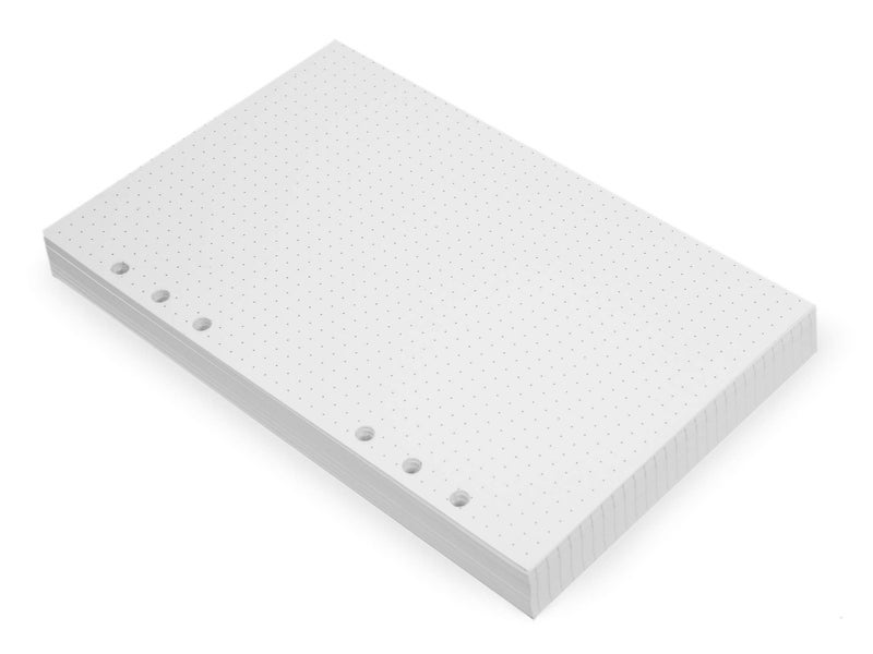 Wanderings A5 6-Ring Binder Planner Inserts - 8 1/4 x 5 5/8" - Thick Cream Color Dotted 120 gsm Loose Leaf A5 Paper Refills Compatible with Filofax 6 Hole 100 Sheets 200 Dot Grid Pages