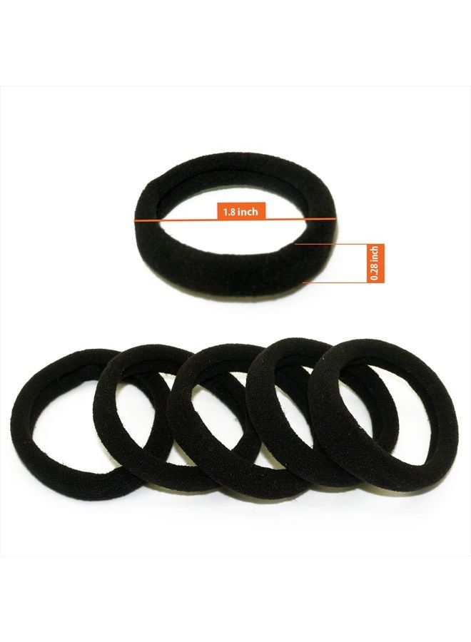 IFAMIO 100 Pcs Seamless Cotton Thick Black Hair Band No Metal Elastic Hair Ties No Damage Ponytail Holder - Image 2