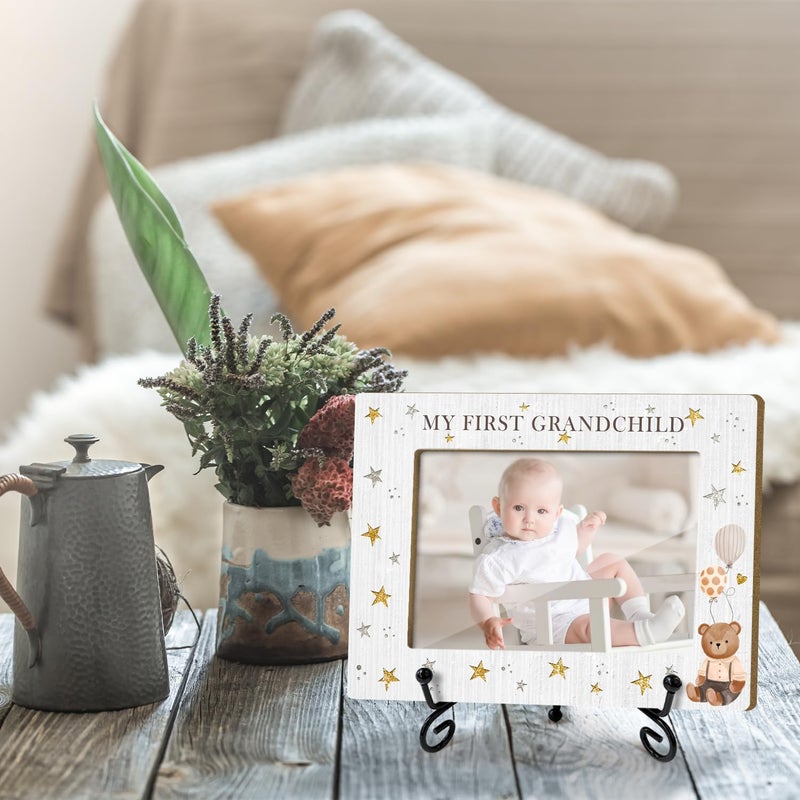 AWDSTN My First Grandchild Wooden Photo Frame Mothers Day Gifts Love Gifts for Grandma Nana, Wooden Photo Frame with Iron Stand for Tabletop or Desktop Display, Home Table Decor (4x6" Horizontal Photo) - 38 - Image 4