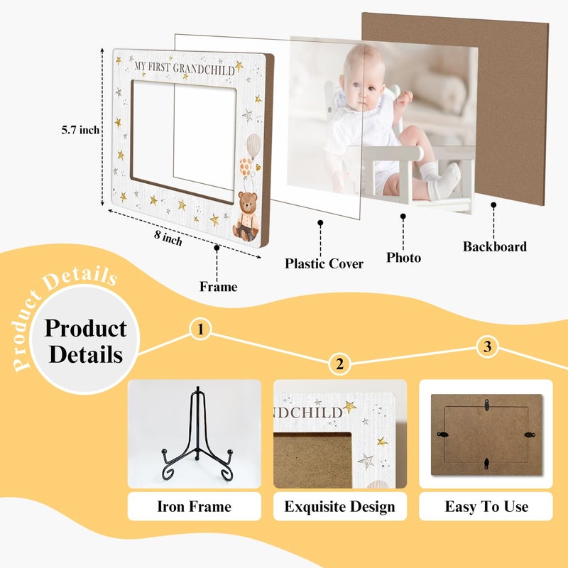 AWDSTN My First Grandchild Wooden Photo Frame Mothers Day Gifts Love Gifts for Grandma Nana, Wooden Photo Frame with Iron Stand for Tabletop or Desktop Display, Home Table Decor (4x6" Horizontal Photo) - 38 - Image 2