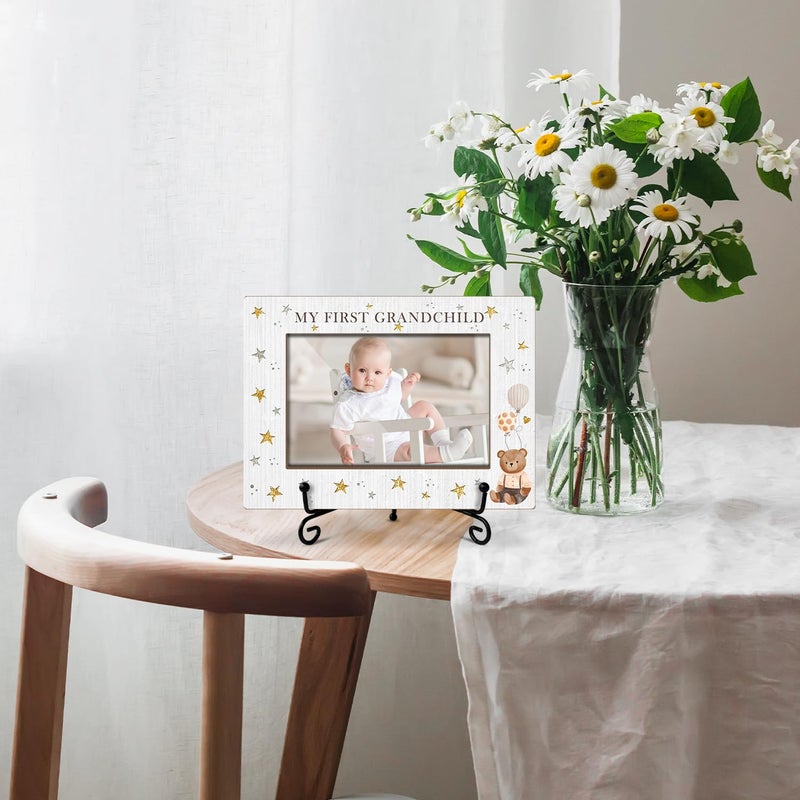AWDSTN My First Grandchild Wooden Photo Frame Mothers Day Gifts Love Gifts for Grandma Nana, Wooden Photo Frame with Iron Stand for Tabletop or Desktop Display, Home Table Decor (4x6" Horizontal Photo) - 38 - Image 5