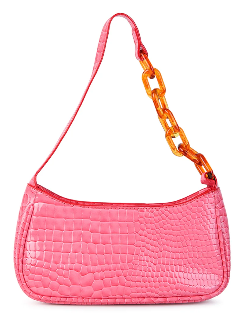 London Rag Pink Croc Patterned Baguette