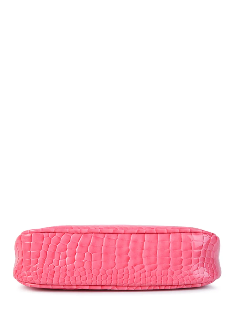 London Rag Pink Croc Patterned Baguette
