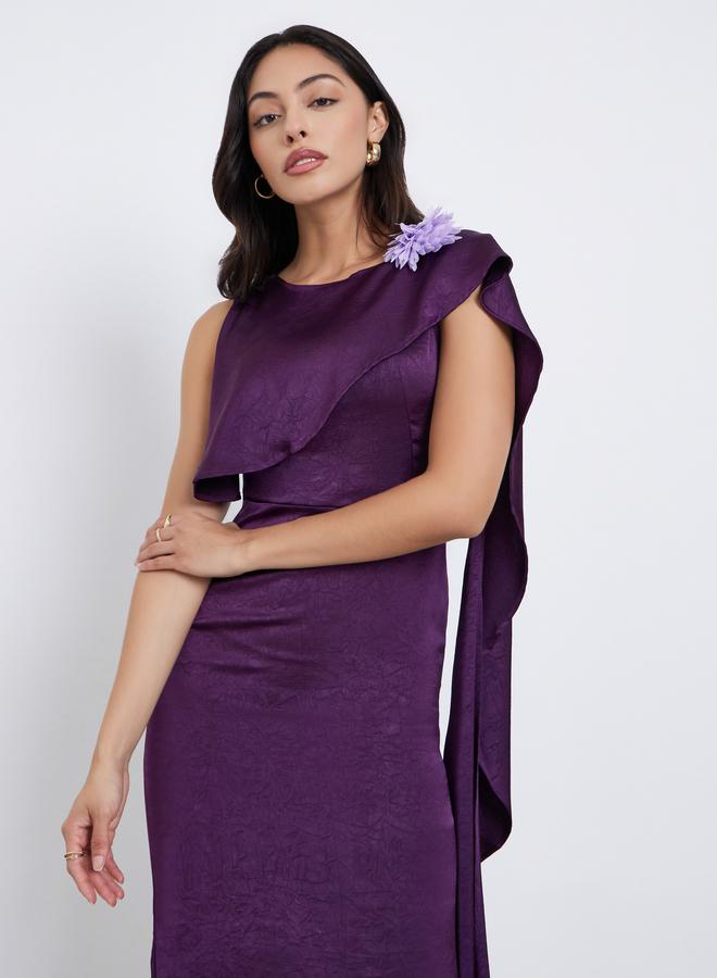 ستايلي فستان ميدي بتصميم ملفوف وتفاصيل كورساج - Image 3