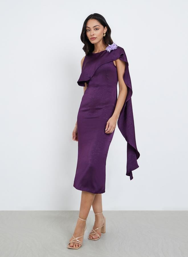 ستايلي فستان ميدي بتصميم ملفوف وتفاصيل كورساج - Image 1