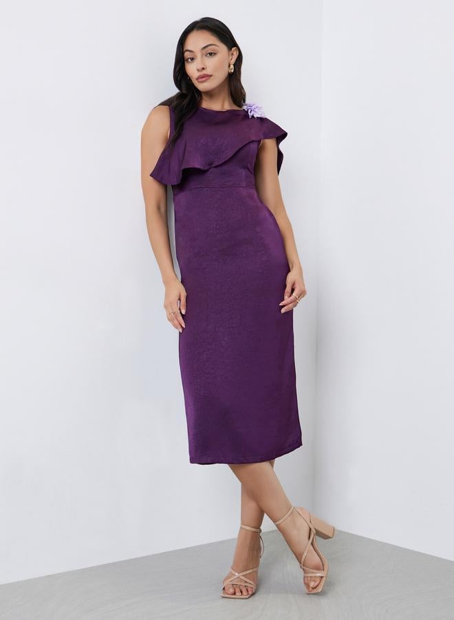 ستايلي فستان ميدي بتصميم ملفوف وتفاصيل كورساج - Image 2