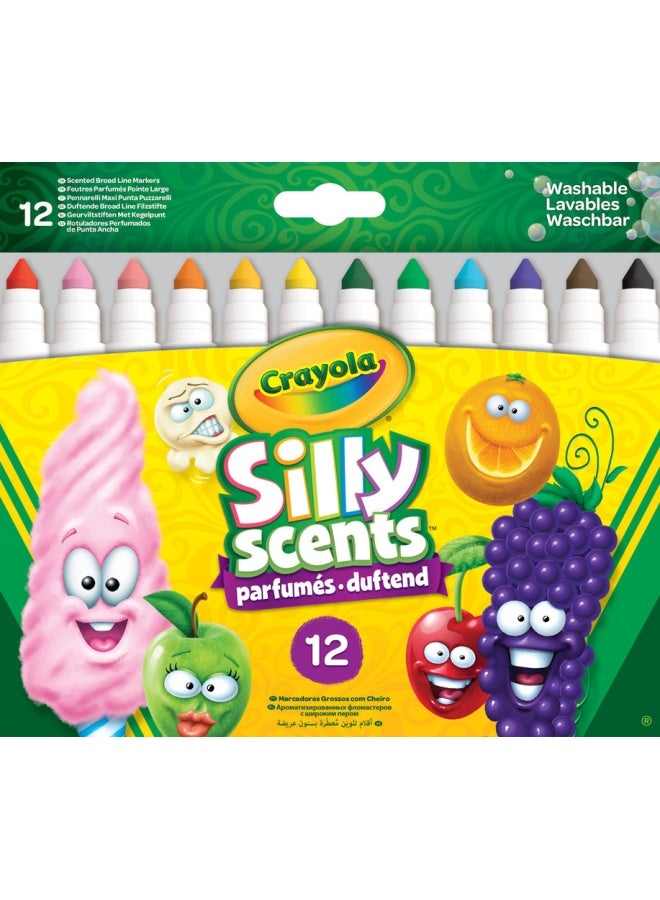 Crayola علامات عطرية سيللي سينتس بخط عريض | عبوة 12 مع روائح وألوان متطابقة - أدوات فنية عطرية لإبداع الأطفال - حبر قابل للغسل | غير سامة - مثالية للأعمار 3 وما فوق - Image 2
