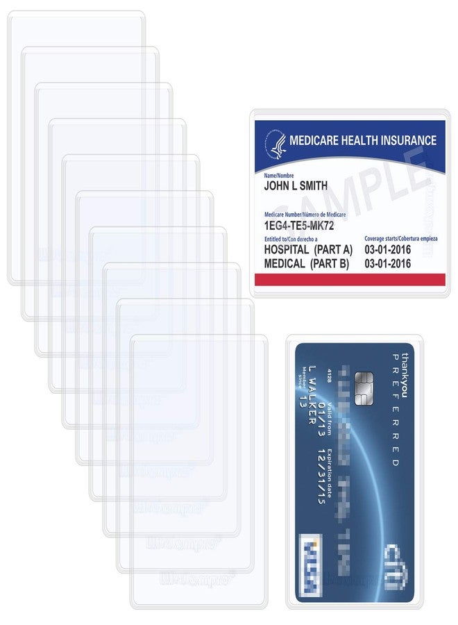 ويزدوم برو مجموعة Wisdompro المكونة من 10 أغطية واقية جديدة لحامل بطاقة Medicare، مصنوعة من مادة PVC شفافة ناعمة ومرنة بسماكة 6 مل، مزودة بفتحة بحجم المحفظة لبطاقة الضمان الاجتماعي، وبطاقة التأمين، وبطاقة الائتمان، وبطاقة الخصم، ورخصة القيادة. - Image 1