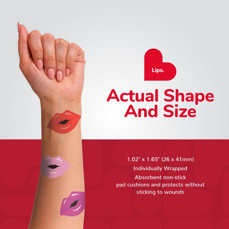 BioSwiss Bandages, Lips Shaped Self Adhesive Bandage Set, Latex Free, Sterile Wound Care, 50 Count - Image 4