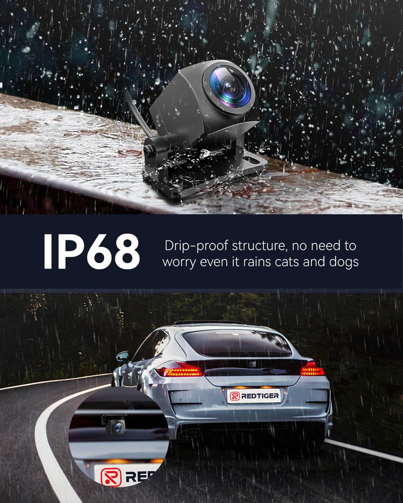 REDTIGER Original Rear Camera for Dash Cam, Suitable for Redtiger Series Dash Cam, 1080P Waterproof Backup Camera with Cable - Image 4