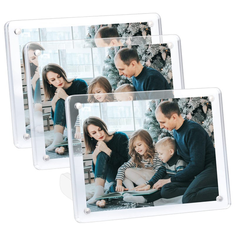 ECOSEAO 6x8 Inches Acrylic Picture Frame Minimalist Photo Frame Acrylic Glass Photo Frame with Desktop Display Horizontally or Vertically 6x8inch3Pack