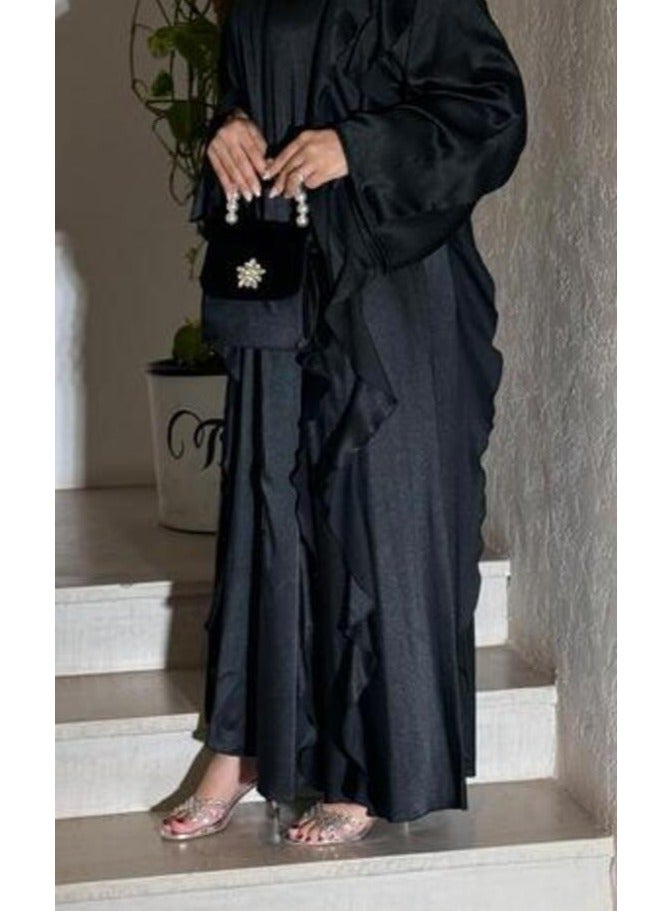 عباءة مع طيات وكرانيش - Image 5