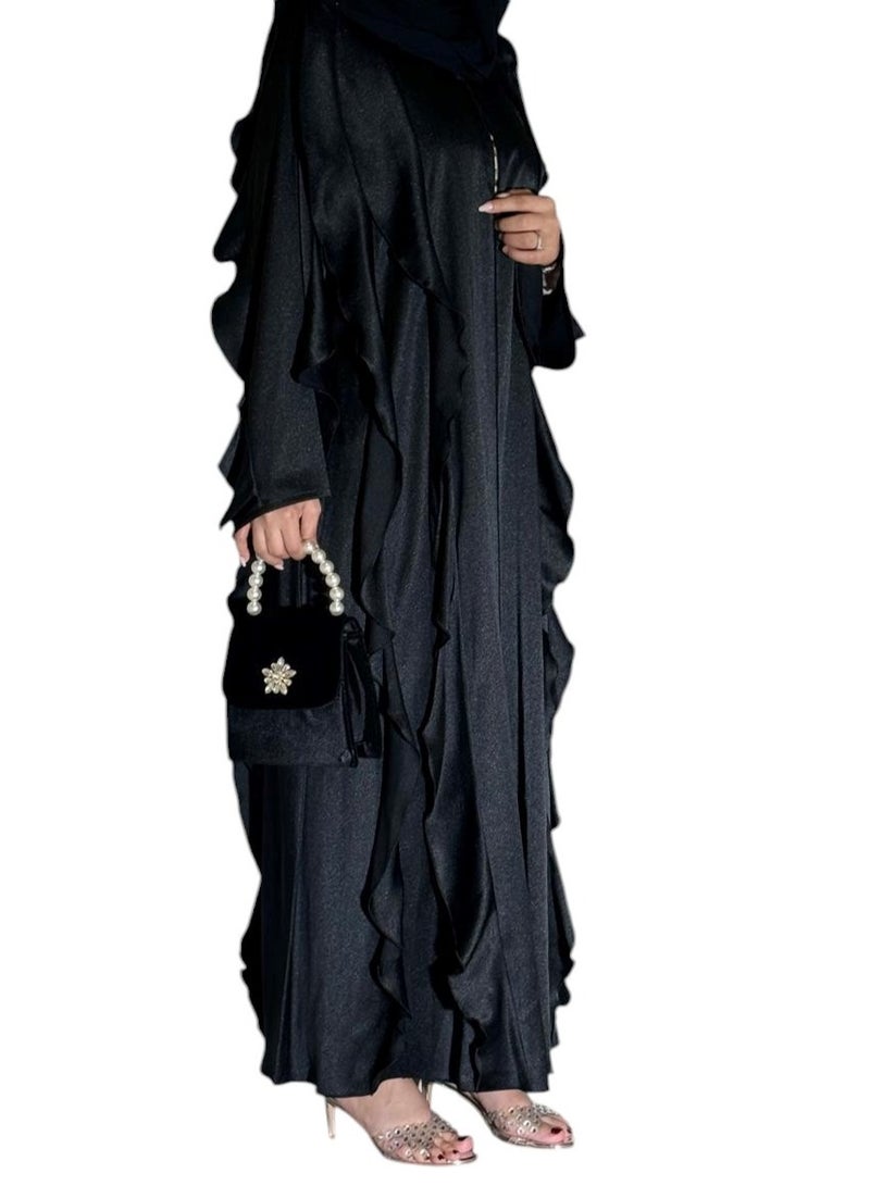 عباءة مع طيات وكرانيش - Image 3