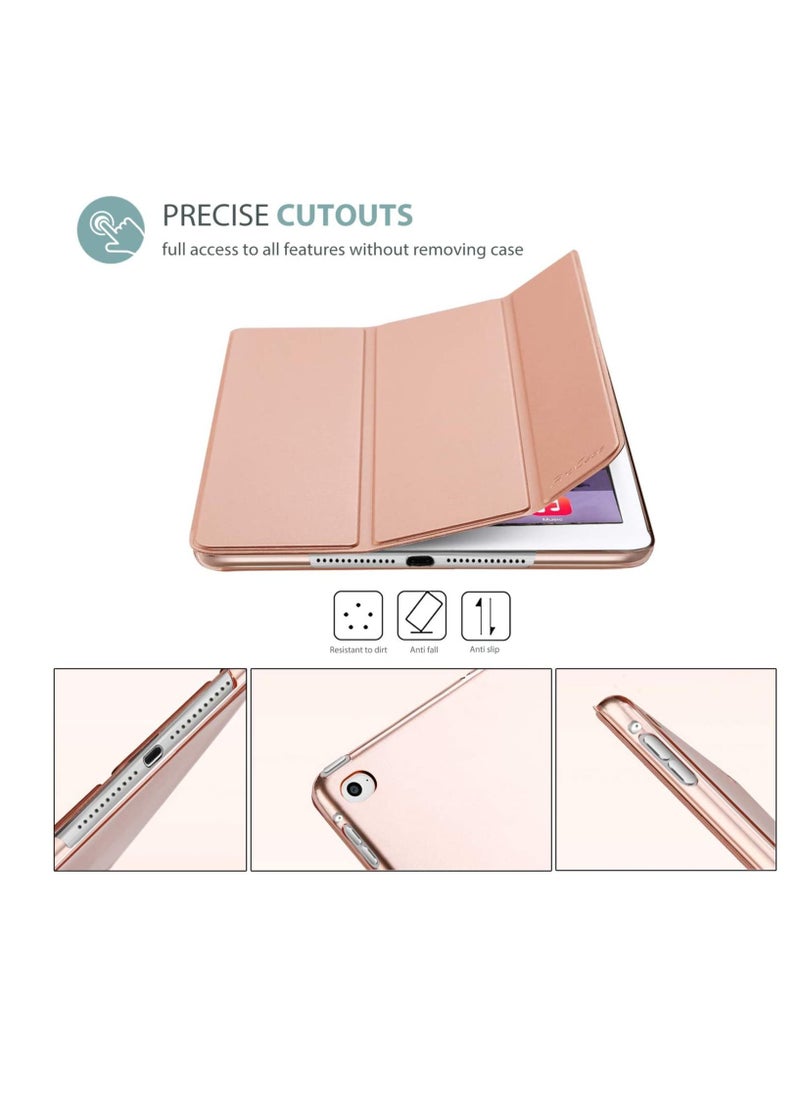 Procases - Smart Case for iPad Air 2 (2014 Release), Ultra Slim Lightweight Stand Protective Case Shell with Translucent Frosted Back Cover for Apple iPad Air 2 (A1566 A1567) -Rosegold - Image 1