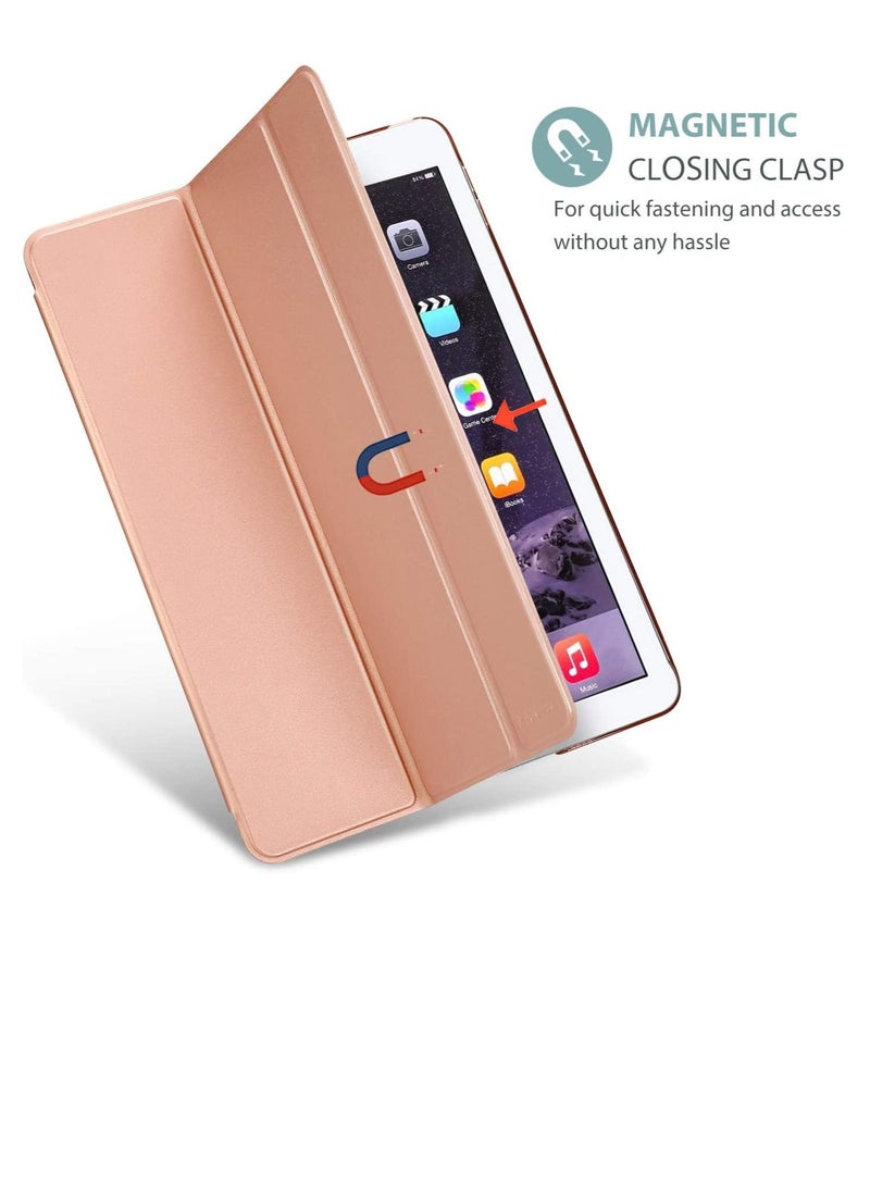 Procases - Smart Case for iPad Air 2 (2014 Release), Ultra Slim Lightweight Stand Protective Case Shell with Translucent Frosted Back Cover for Apple iPad Air 2 (A1566 A1567) -Rosegold - Image 1