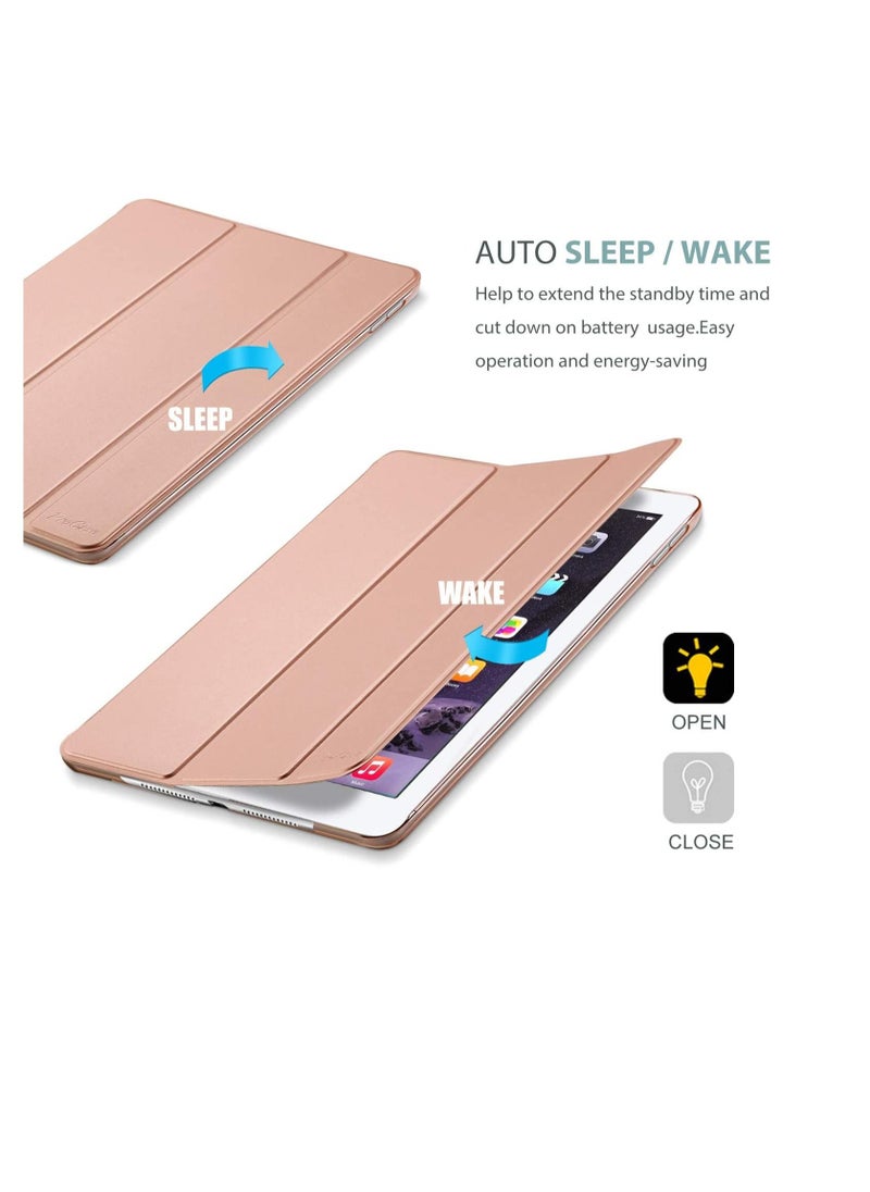 Procases - Smart Case for iPad Air 2 (2014 Release), Ultra Slim Lightweight Stand Protective Case Shell with Translucent Frosted Back Cover for Apple iPad Air 2 (A1566 A1567) -Rosegold - Image 1